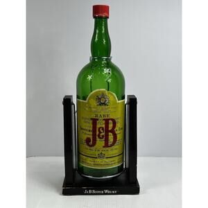 VTG J & B Scotch Whiskey Empty 1 Gallon Bottle On Wooden Pour Assist 18” Stand